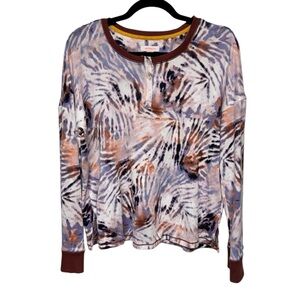 2/$20   Refinery 29 Women's S Tie-Dye Long Sleeve Top Multicolor Casual